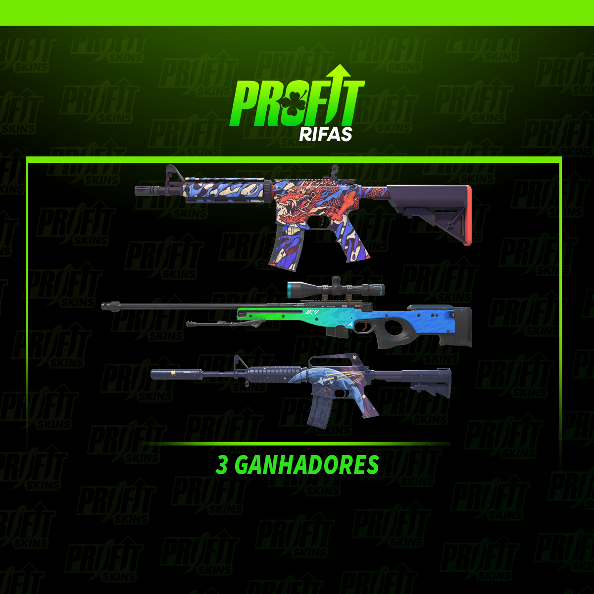 #3 GANHADORES 🍀 M4A4 + AWP + M4A1-S | 28.04